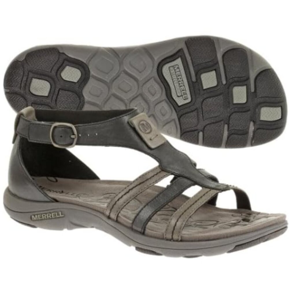 Merrell Cantor Lavish Sandals Midnight Black Brown Shoes Size‎ 9 Women's